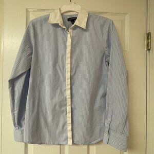Lands End Women's Size 8 Long Sleeve Dress Shirt - Pinstripes